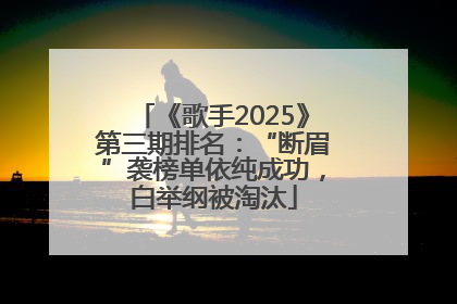 《歌手2025》第三期排名：“断眉”袭榜单依纯成功，白举纲被淘汰