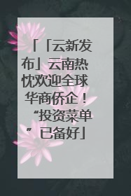 「云新发布」云南热忱欢迎全球华商侨企！“投资菜单”已备好