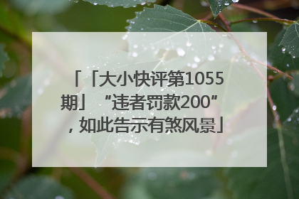 「大小快评第1055期」“违者罚款200”，如此告示有煞风景