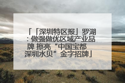 「深圳特区报」罗湖：做强做优区域产业品牌 擦亮“中国宝都 深圳水贝”金字招牌