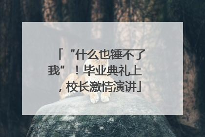 “什么也锤不了我”！毕业典礼上，校长激情演讲