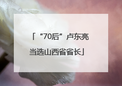 “70后”卢东亮当选山西省省长