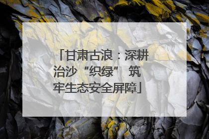甘肃古浪：深耕治沙“织绿” 筑牢生态安全屏障