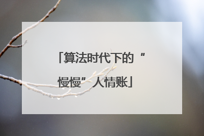 算法时代下的“慢慢”人情账