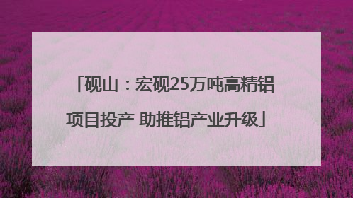 砚山：宏砚25万吨高精铝项目投产 助推铝产业升级
