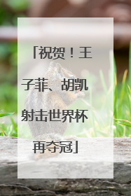 祝贺！王子菲、胡凯射击世界杯再夺冠