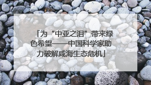 为“中亚之泪”带来绿色希望——中国科学家助力破解咸海生态危机