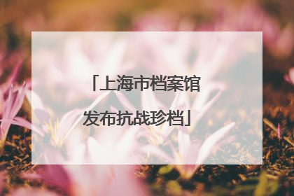 上海市档案馆发布抗战珍档