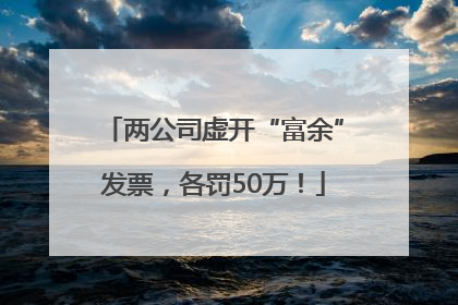 两公司虚开“富余”发票，各罚50万！