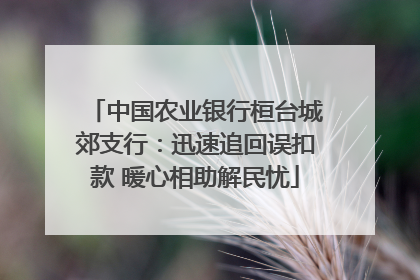 中国农业银行桓台城郊支行：迅速追回误扣款 暖心相助解民忧