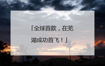 全球首款，在芜湖成功首飞！