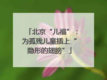 北京“儿福”：为孤残儿童插上“隐形的翅膀”