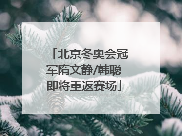 北京冬奥会冠军隋文静/韩聪即将重返赛场