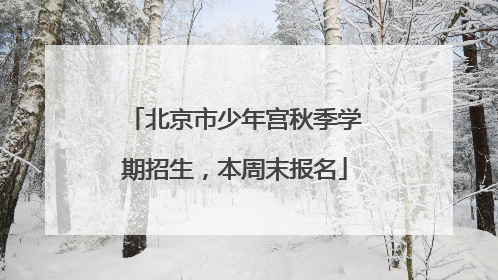 北京市少年宫秋季学期招生,本周末报名