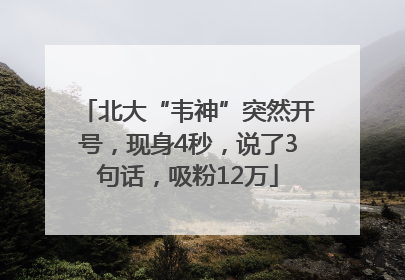 北大“韦神”突然开号，现身4秒，说了3句话，吸粉12万