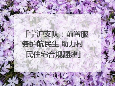 宁沪支队：前置服务护航民生 助力村民住宅合规翻建
