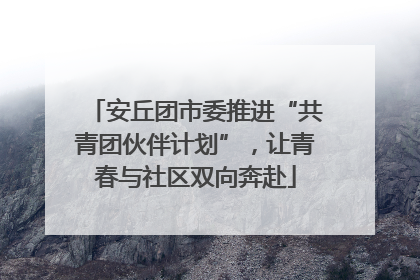 安丘团市委推进“共青团伙伴计划”，让青春与社区双向奔赴