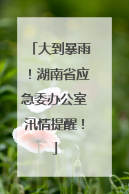 大到暴雨！湖南省应急委办公室汛情提醒！