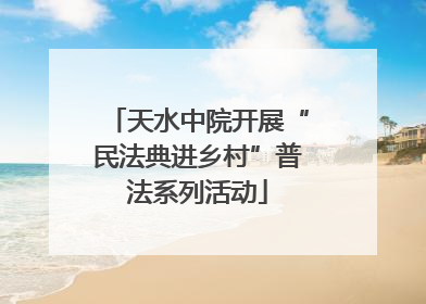 天水中院开展“民法典进乡村”普法系列活动