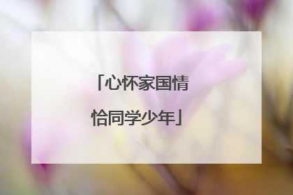 心怀家国情 恰同学少年