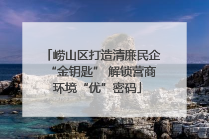 崂山区打造清廉民企“金钥匙” 解锁营商环境“优”密码