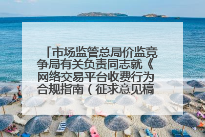 市场监管总局价监竞争局有关负责同志就《网络交易平台收费行为合规指南（征求意见稿）》答记者问
