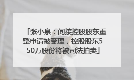 张小泉：间接控股股东重整申请被受理，控股股东550万股份将被司法拍卖