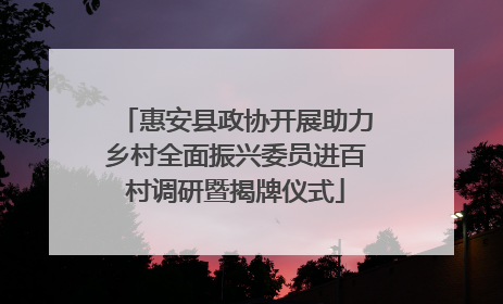 惠安县政协开展助力乡村全面振兴委员进百村调研暨揭牌仪式
