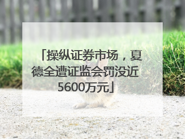操纵证券市场，夏德全遭证监会罚没近5600万元