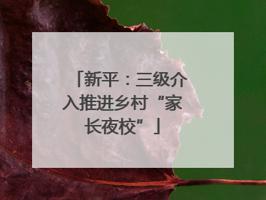 新平：三级介入推进乡村“家长夜校”