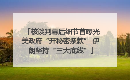 核谈判幕后细节首曝光 美政府“开秘密条款” 伊朗坚持“三大底线”