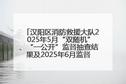 汉阳区消防救援大队2025年5月“双随机”、“一公开”监督抽查结果及2025年6月监督抽查任务公示