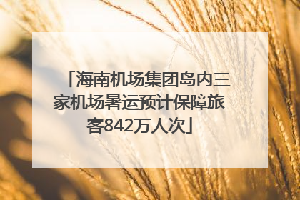 海南机场集团岛内三家机场暑运预计保障旅客842万人次