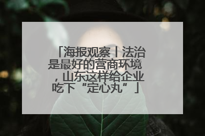 海报观察丨法治是最好的营商环境，山东这样给企业吃下“定心丸”