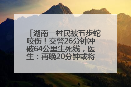 湖南一村民被五步蛇咬伤！交警26分钟冲破64公里生死线，医生：再晚20分钟或将呼吸肌麻痹