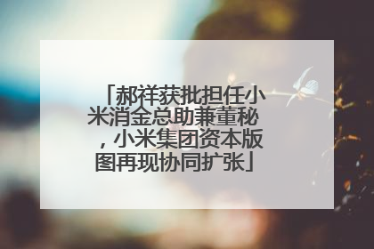 郝祥获批担任小米消金总助兼董秘，小米集团资本版图再现协同扩张