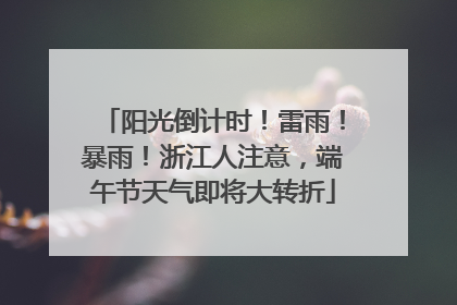阳光倒计时！雷雨！暴雨！浙江人注意，端午节天气即将大转折