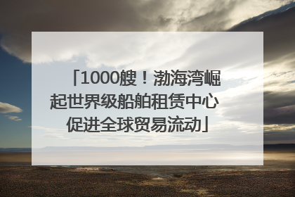 1000艘！渤海湾崛起世界级船舶租赁中心 促进全球贸易流动
