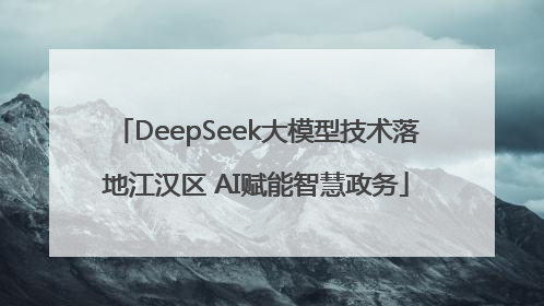 DeepSeek大模型技术落地江汉区 AI赋能智慧政务