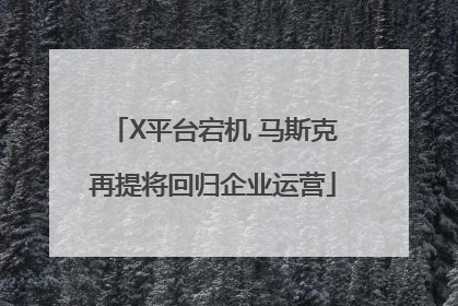 X平台宕机 马斯克再提将回归企业运营